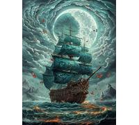 joonnair 5D Diamond Painting Kit Completo adultos para Adultos y Niños, Barco Pirata, Cuadro Decorativo de 30x40 cm para Decoración del Hogar Bordado Punto de Cruz Cuadros Pintura de Diamantes DIY