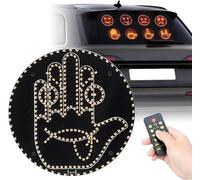 joonnair Luz LED para el dedo del coche y la expresión de la luz, gesto de mano 2 en 1 para expresar, luna trasera del coche, lámpara de cara sonriente, 14 modos, expresarse