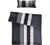 Joop! Juego de cama con diseño de rayas, satén mako negro, tamaño 135 x 200 cm (40 x 80 cm)