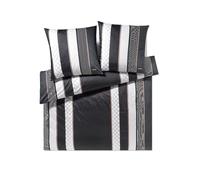 JOOP Juego de cama de satén Cornflower Stripes 2 x 70x90cm / 200x200cm Deep Stone negro