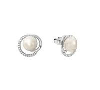 JOOP! pendientes de plata de ley 925 para mujer, con circonita cúbica sintética, con perla cultivada de agua dulce, 1.2 cm, plata, Se entrega en caja de regalo