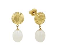 JOOP! - Pendientes para Mujer en Acero inoxidable - Chapados en Oro/Dorado - Con Perlas - Pendiente Colgante de Círculo - JOO-E0012