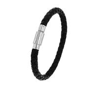 JOOP! pulsera de acero inoxidable de cuero de los hombres de la joyería del brazo, 21 cm, plata, Viene en caja de regalo de joyería,
