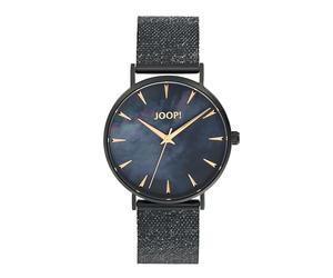 Joop! Reloj de Pulsera analógico de Cuarzo para señora, con Brazalete de Acero Inoxidable, Negro, Resistente al Agua 5 Bar, se Entrega en Estuche de Regalo, 2036606