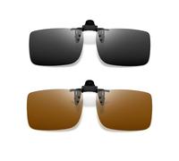 Joopin 2 Pack Clip para Gafas de Sol Polarizadas Hombre y Mujer Ultraligeras 180° Flip up Gafas Sol Rectangulares sin Montura Protección UV400 Negro + Marrón