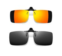 Joopin 2 Pack Clip para Gafas de Sol Polarizadas Hombre y Mujer Ultraligeras 180° Flip up Gafas Sol Rectangulares sin Montura Protección UV400 Espejo Rojo Naranja + Negro