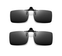 Joopin 2 Pack Clip para Gafas de Sol Polarizadas Hombre y Mujer Ultraligeras 180° Flip up Gafas Sol Rectangulares sin Montura Protección UV400 Negro + Negro