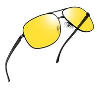 Joopin Conducir Noche Hombre Gafas de Sol Visión Nocturna Conducción Amarillas Tipo Militar Metal Premium Marco Ligero Bisagras de Resorte