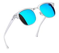 Joopin Espejo Azul Gafas de Sol Polarizadas para Mujer y Hombre Marco Transparente con Media Montura Estilo Retro Clásico Semi-Rimless Sunglasses Women Men Oculos de Sol