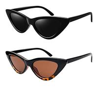 Joopin Estilo Retro Ojo de Gato Gafas de Sol Polarizadas Mujer Diseño Vintage Elegante Cateye Fashion Sunglasses Women Oculos de Sol Mulher 2 Pack Negro & Leopardo