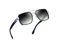 Joopin Gafas de Sol Hombre Cuadradas Polarizadas Marco de Metal Doble Puente Protección UV400 Estilo Clásico Retro Bisagra de Resorte Degradada Gris Verde