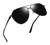 Joopin Gafas de Sol Hombre y Mujer Polarizadas Negras de Metal Grandes Tipo Militar para Conducir Viajar Montaña Ciclismo Deporte Sunglasses Men Women Black Oculos de Sol Homem
