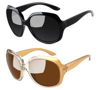 Joopin Gafas de Sol Mujer Grandes Negras y Marrones de Moda Polarizadas Protección UV 2PCS Sunglasses Women Oversize Oculos de Sol Mulher