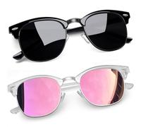 Joopin Gafas de Sol Mujer y Hombre Espejadas Rosa y Negras Brillantes Polarizadas Protección UV400 Medio Marco Clásicas Cuadradas Oculos de Sol Homem Mulher
