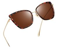 Joopin Mariposa Retro Vintage Metalicás Leopardo Ojos de Gato Gafas de Sol Mujer Cat Eye Sunglasses Women Trendy Óculos de Sol Lente Marrón