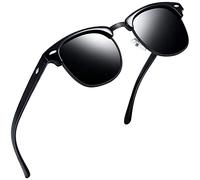 Joopin Negras Gafas de Sol Polarizadas Mujer Hombre Medio Marco Estilo Clásico Retro para Conducir Playa Golf Semi-Rimless Sunglasses Black Oculos de Sol