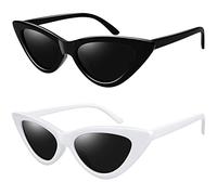 Joopin Paquete de 2 Gafas de Sol Ojos de Gato para Mujer Polarizadas Diseño Retro Vintage Elegante Cateye Sunglasses Women Oculos de Sol Mulher Negro & Blanco