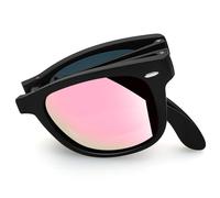 Joopin Plegables Polarizadas Espejo Rosa Gafas de Sol Cuadradas para Hombre y Mujer Estilo Clásico de Moda Foldable Sunglasses Women Men Oculos de Sol