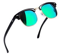 Joopin Polarizadas Hombre y Mujer Gafas de Sol con Efecto Espejo Verde Medio Marco Retro Clásico Semi-Rimless Sunglasses Women Men Oculos de Sol