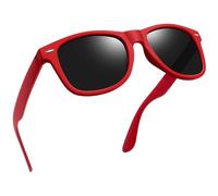 Joopin Rojas Gafas de Sol Hombre Mujer Polarizadas Cuadradas Rectangulares Clásicas Ligeras Marco Rojo Lente Negro Oscuro para Conducir Playa Golf Ciclismo Montaña