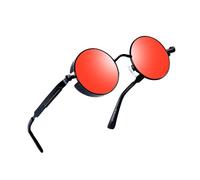 Joopin Steampunk Gafas de Sol Redondas Estilo Hippie Vintage Rojas