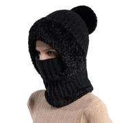 Jooseen 3 in 1 Beanie Hat for Women, 3 in 1 Beanie Hat with Scarf and Mask for Cold Weather Outdoor Wear (Black)