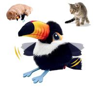 Jooseen Flapping Bird Cat Toy, Interactive Flying Bird Toy with Motion Activation and Sound for Indoor Cats Rechargeable Plush Cat Toys (Black)