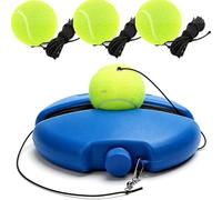 Jooseen Tennis Trainer Rebound Ball Set with Weighted Base and Elastic Cord, Portable Self Practice Tennis Training Tool for Beginners and All Ages (Base with 3 Balls)