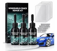 Jooseen Windshield Crack Repair Kit Glass Repair Liquid for Chips & Cracks, Quick Fix Car Windshield Repair Tools for Windows Mirrors Headlight Glass, All Crack Types (3Set)