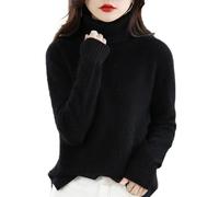 Jooseen Women’s Cotton Sweater, Warm Cotton Sweaters for Women, Turtleneck Long Sleeve Crewneck Pullover (Black,XL)