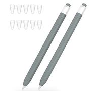 JOOSKO 2 Pac - Funda compatible con Apple Pencil de 1ª generación, diseño clásico, protector de lápiz de silicona suave y ligero y cubierta de punta de lápiz de 10 (gris, gris)