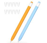JOOSKO 2 Pac - Funda compatible con Apple Pencil de 1ª generación, diseño clásico, protector de lápiz de silicona suave y ligero y cubierta de punta de lápiz de 10 (amarillo, azul cielo)