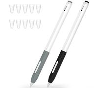JOOSKO Compatible con Apple Pencil de 2ª generación, paquete de 2 estuches de silicona para lápices, soporta carga magnética y función de doble clic, [con 10 tapas de punta de silicona] (negro + gris)