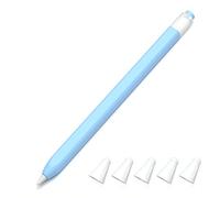 JOOSKO Estuche clásico de silicona compatible con Apple Pencil de 1ª generación, [con 5 fundas de silicona de fibra de tela, antideslizante, soporta carga inalámbrica magnética (azul cielo)