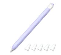 JOOSKO Estuche clásico de silicona compatible con Apple Pencil de 1ª generación, [con 5 fundas de silicona de fibra de tela, antideslizante, soporta carga inalámbrica magnética (lavanda)