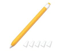 JOOSKO Estuche clásico de silicona compatible con Apple Pencil de 1ª generación, [con 5 fundas de silicona de fibra de tela, antideslizante, soporta carga inalámbrica magnética (amarillo)