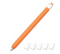 JOOSKO Estuche clásico de silicona compatible con Apple Pencil de 1ª generación, [con 5 fundas de silicona de fibra de tela, antideslizante, soporta carga inalámbrica magnética (naranja)