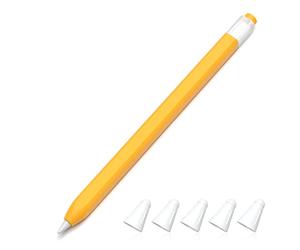 JOOSKO Estuche clásico de silicona compatible con Apple Pencil de 1ª generación, [con 5 fundas de silicona de fibra de tela, antideslizante, soporta carga inalámbrica magnética (amarillo)