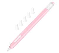 JOOSKO Estuche clásico de silicona compatible con Apple Pencil de 2ª generación, con 5 fundas de punta de silicona de fibra de tela, antideslizante, soporta carga inalámbrica magnética (rosa)