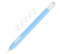 JOOSKO Estuche clásico de silicona compatible con Apple Pencil de 2ª generación, con 5 fundas de punta de silicona de fibra de tela, antideslizante, soporta carga inalámbrica magnética (azul cielo)