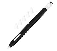 JOOSKO Estuche clásico de silicona compatible con Apple Pencil de 2ª generación, con 5 fundas de punta de silicona de fibra de tela, antideslizante, soporta carga inalámbrica magnética (negro)