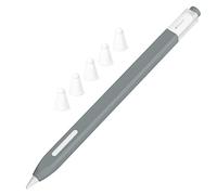 JOOSKO Estuche clásico de silicona compatible con Apple Pencil de 2ª generación, con 5 fundas de punta de silicona de fibra de tela, antideslizante, soporta carga inalámbrica magnética (gris)