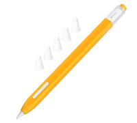 JOOSKO Estuche clásico de silicona compatible con Apple Pencil de 2ª generación, con 5 fundas de punta de silicona de fibra de tela, antideslizante, soporta carga inalámbrica magnética (amarillo)