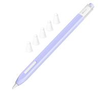 JOOSKO Estuche clásico de silicona compatible con Apple Pencil de 2ª generación, con 5 fundas de punta de silicona de fibra de tela, antideslizante, soporta carga inalámbrica magnética (lavanda)