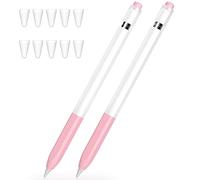 JOOSKO Estuche compatible con Apple Pencil de 1ª generación, [2 unidades] estuche de silicona suave, [con 10 tapas de punta de lápiz] para Apple Pencil de 1ª generación. (rosa, rosa)