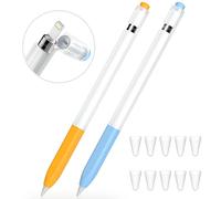 JOOSKO Estuche compatible con Apple Pencil de 1ª generación, [2 unidades] estuche de silicona suave, [con 10 tapas de punta de lápiz] para Apple Pencil de 1ª generación. (azul cielo, amarillo)
