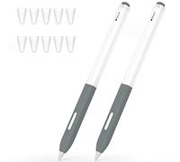 JOOSKO Estuche compatible con Apple Pencil de 2ª generación, diseño clásico, paquete de 2 fundas delgadas de silicona suave, [con 10 fundas de silicona para iPad Pro 11 de 12.9 pulgadas. (gris, gris)