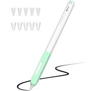 JOOSKO Estuche compatible con Apple Pencil de segunda generación, funda de silicona translúcida Duotone, [con 10 fundas de punta de silicona], compatible con carga inalámbrica magnética (menta)