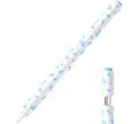JOOSKO Estuche con estampado de vaca para lápiz Apple (USB-C), agarre cómodo, funda de silicona delgada lateral, soporta fijación magnética. (azul cielo)