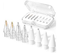 JOOSKO Paquete de 8 puntas de repuesto mejoradas para Apple Pencil Pro/USB-C/2ª generación/1ª generación (con estuche de almacenamiento), puntas de metal mezcladas resistentes al desgaste para